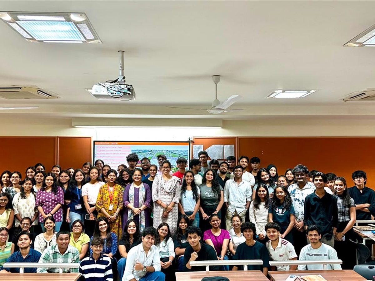 Students and mentors at an expert lecture, Thakur School of Architecture and Planning